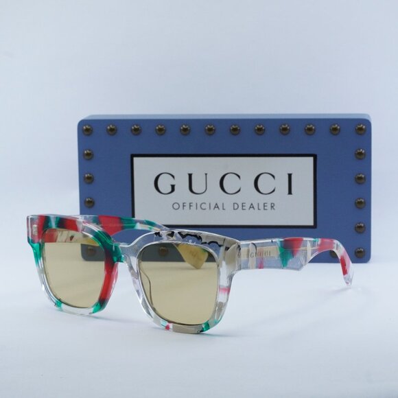 Gucci GG1624S 002 Square Sunglasses - Glitter Web Crystal/Nicotine - Picture 1 of 11
